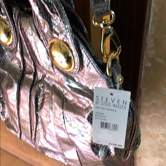 NWT Steven Madden metallic leather shoulder bag